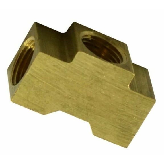 Brass Brake Line Tee 7/16"-24 Female Inverted Flare All Sides for 1/4" Tube