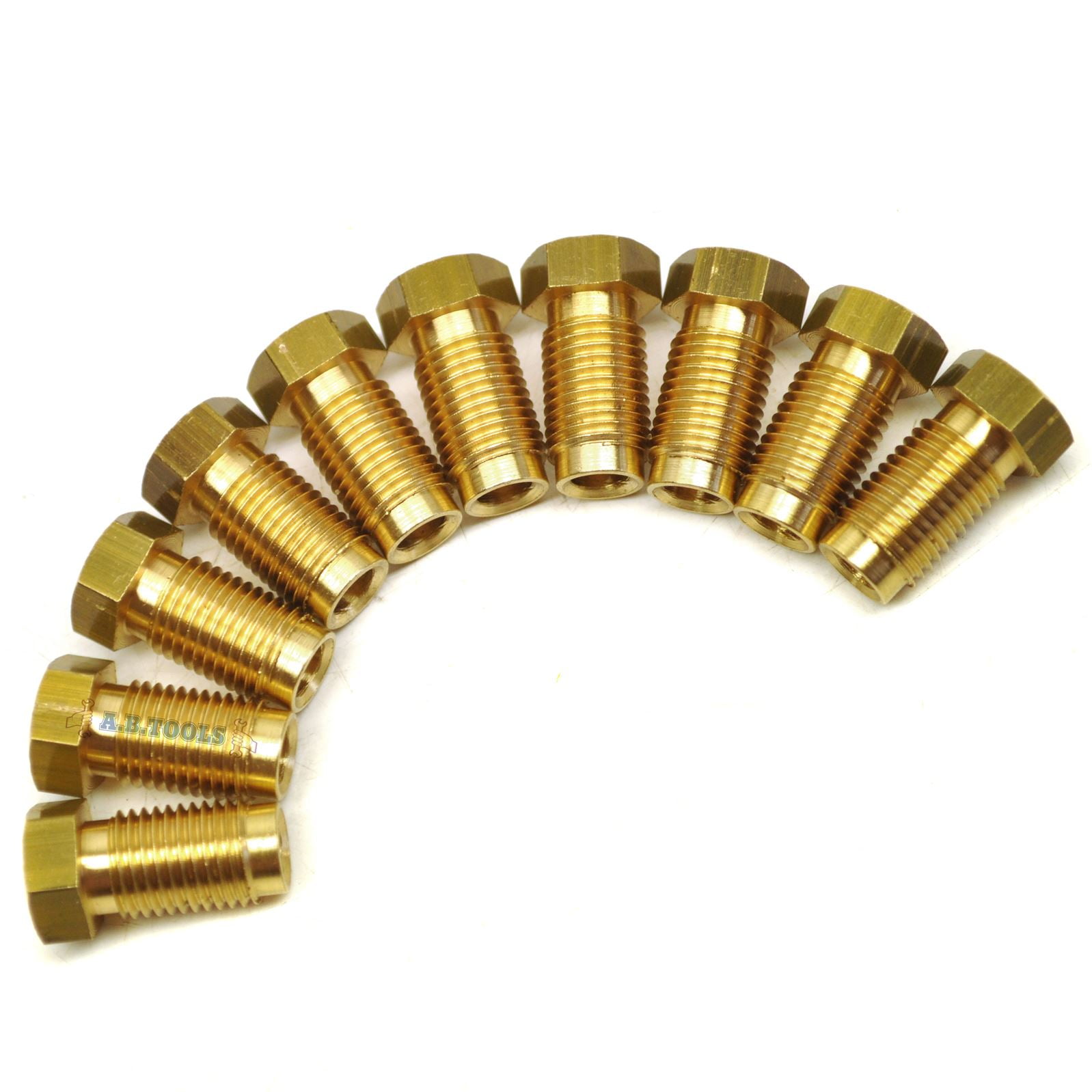 Brass Brake Pipe Fittings 3/8" x 24 UNF Male 10 PACK for 3/16" Pipe