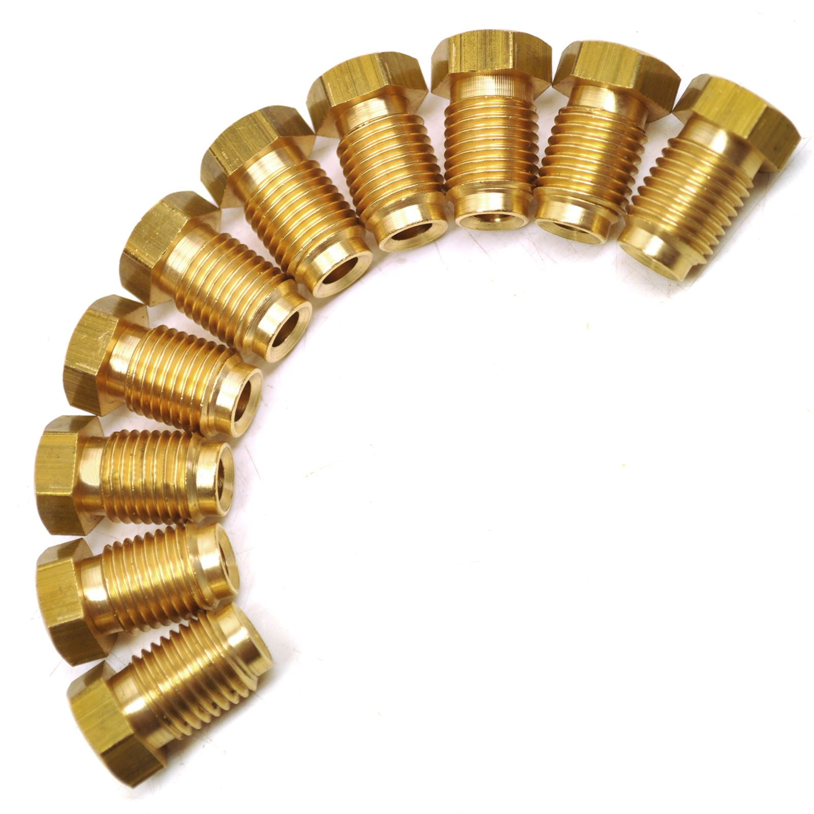 Brass Brake Pipe Fittings 7/16" x 20 UNF Male 10 PACK for 3/16" Pipe