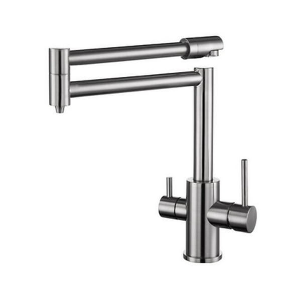 Brass Brushed Kitchen Folding Faucet With Pure Water Cold Hot Kitchen Modern Drinking Water 3 Way Filtered Faucet Mixer ,Easy to Install
