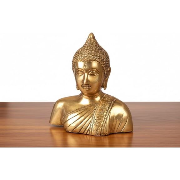 Brass Buddha Bust Elegant Spiritual Home Dcor & Auspicious Gift