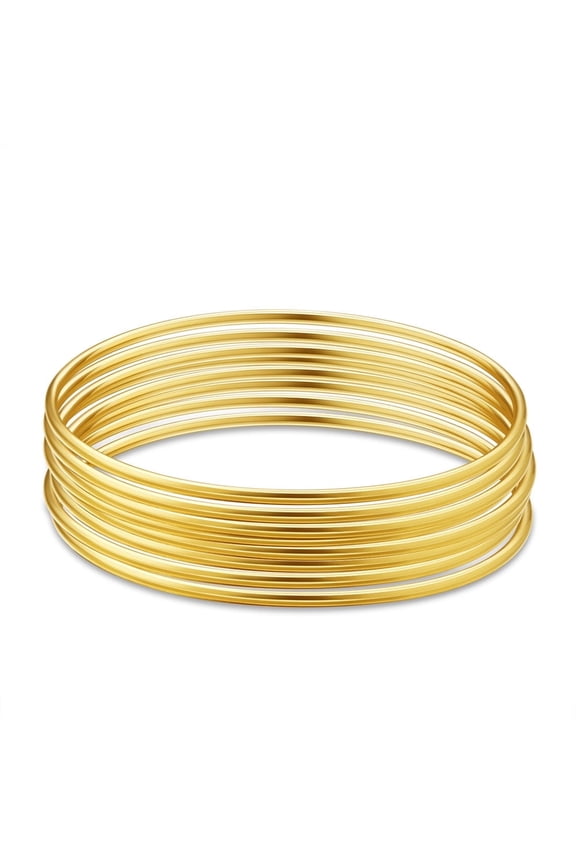 Brass Buddhist Bangle Sets Real 24K Gold Plated 2-1/2 inches(6.5cm) 8pcs/set