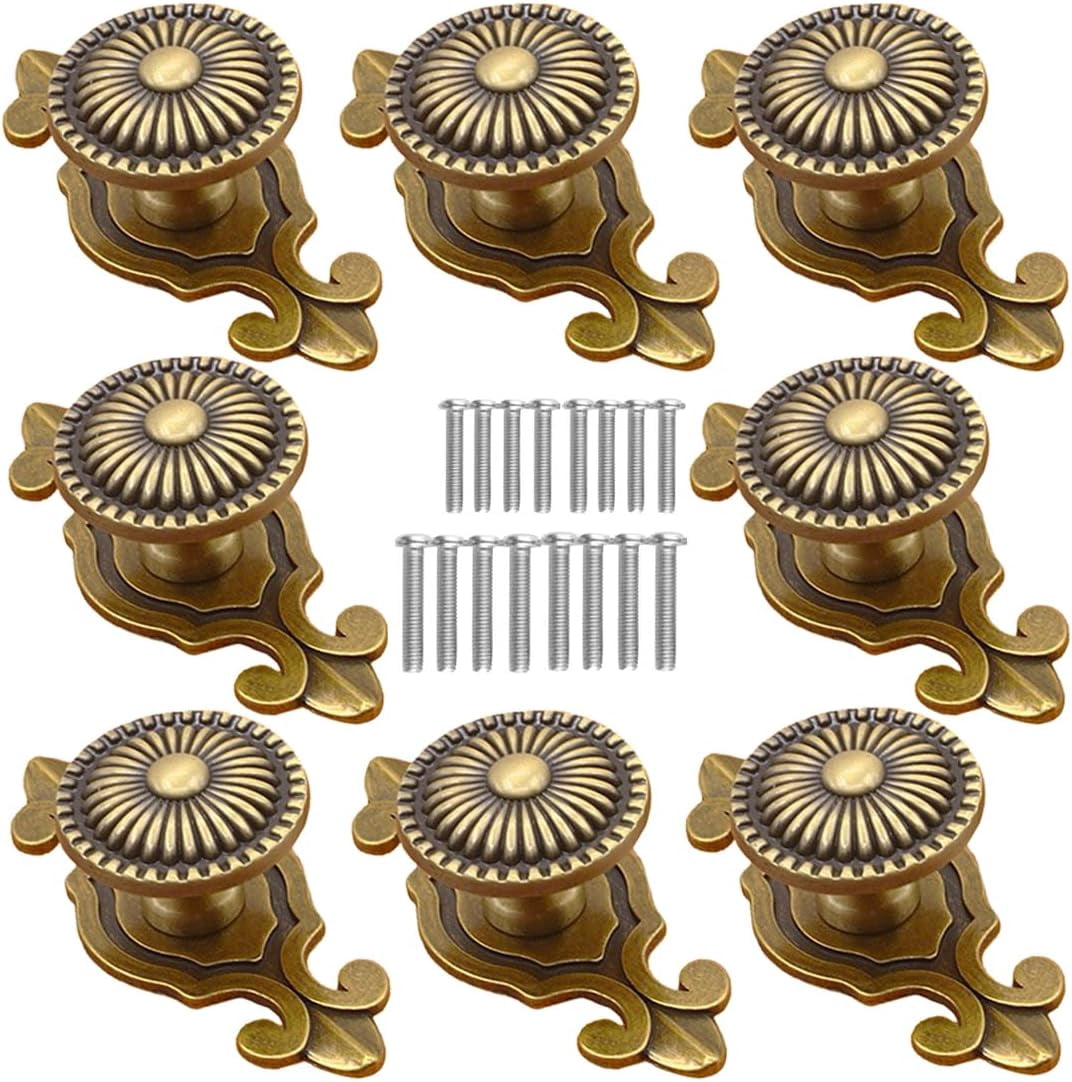 Brass Cabinet Knobs, [8 Pack] Vintage Retro Mushroom Drawer Knobs with ...