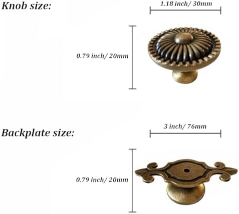 Brass Cabinet Knobs, Vintage Retro Mushroom Drawer Knobs with Backplate, Dresser Pull Handles for Kitchen/Cupboard/Wardrobe/Cabinet (Gold, 12 Pieces)