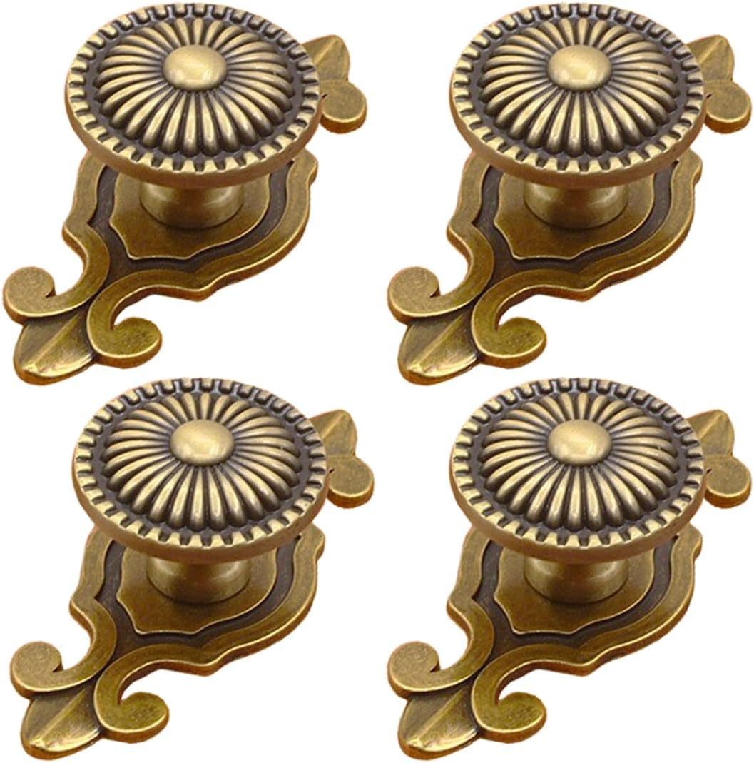 Brass Cabinet Knobs, Vintage Retro Mushroom Drawer Knobs with Backplate, Dresser Pull Handles for Kitchen/Cupboard/Wardrobe/Cabinet (Gold, 4 Pieces)