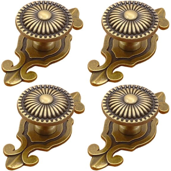 Brass Cabinet Knobs, Vintage Retro Mushroom Drawer Knobs with Backplate, Dresser Pull Handles for Kitchen/Cupboard/Wardrobe/Cabinet (Gold, 4 Pieces)