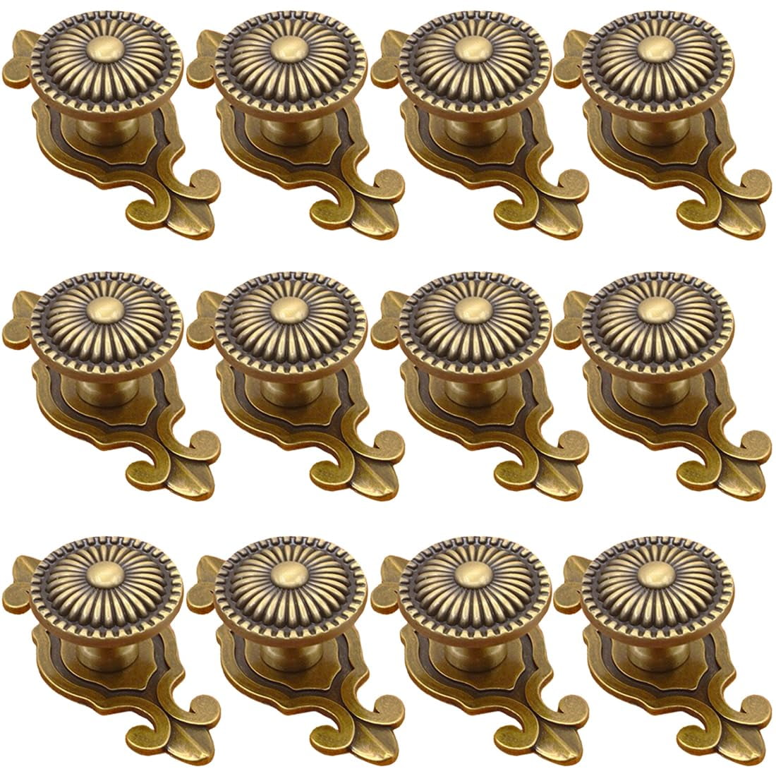 Brass Cabinet Knobs, Vintage Retro Mushroom Drawer Knobs with Backplate, Dresser Pull Handles for Kitchen/Cupboard/Wardrobe/Cabinet (Gold, 4 Pieces)