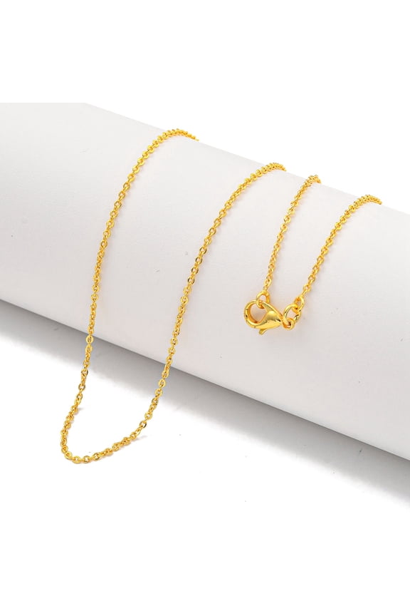 Brass Cable Chain Necklaces for Women Real 24K golden Plated 17.56 inch(446mm)