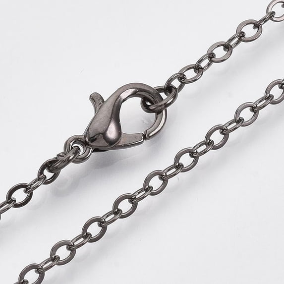 Brass Cable Chains Necklace Making with Alloy Lobster Claw Clasps Gunmetal 23.6 inch~24.37 inch(60cm~61.9cm)