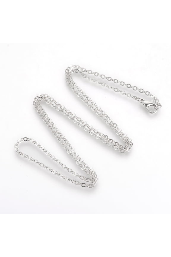Brass Cable Chains Necklaces Platinum 23.6 inch(60cm)