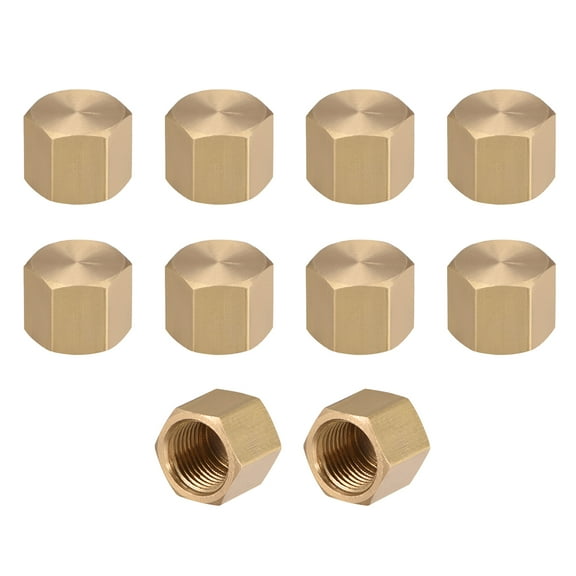Brass Cap, Hex Pipe Fitting 1/8"G Female Pipe 10pcs