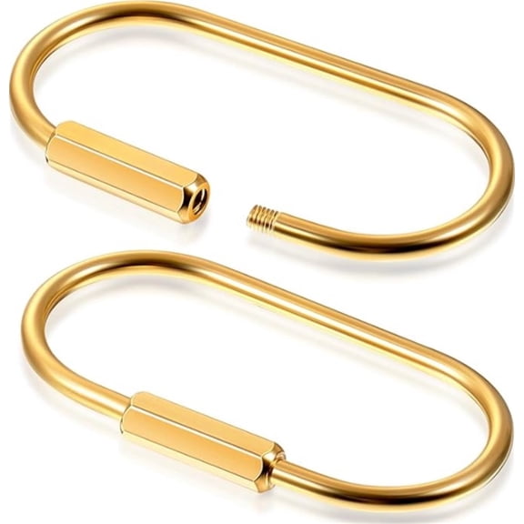Brass Carabiner Clip 2 Pcs,Screw Lock Clip Key Ring,Heavy Duty Car Key Organizer,Durable Keychain Holder,Universal Gold Key fob Holder For Men Women