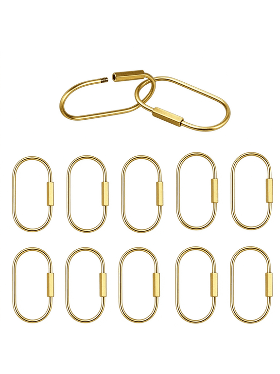 Brass Carabiner Keychain Clip, for Handbags and Backpacks, 12 Count