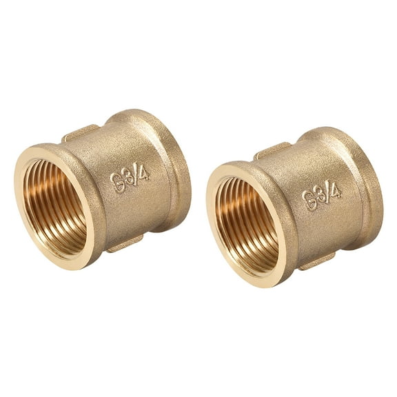 Brass Cast Pipe Fittings Coupling 3/4 x 3/4 G Female Thread Gold Tone 2 pcs