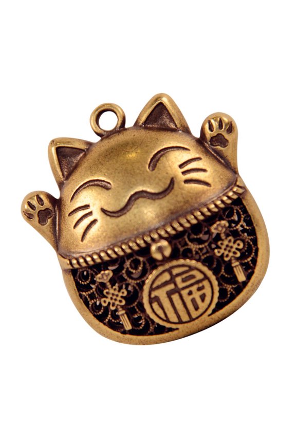 Brass Cats Charm For Wealth Home Decoration Travel Accessory Gift