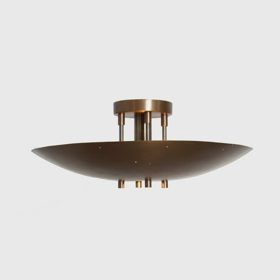 Brass Ceiling Flush Mount Pendant Light Fixture Mid Century Style Ceiling Chandelier 24"D
