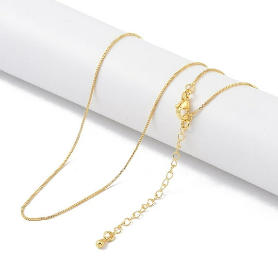 Brass Chain Necklaces Box Chains Real 18K Gold Plated 17.91 inch(455mm)