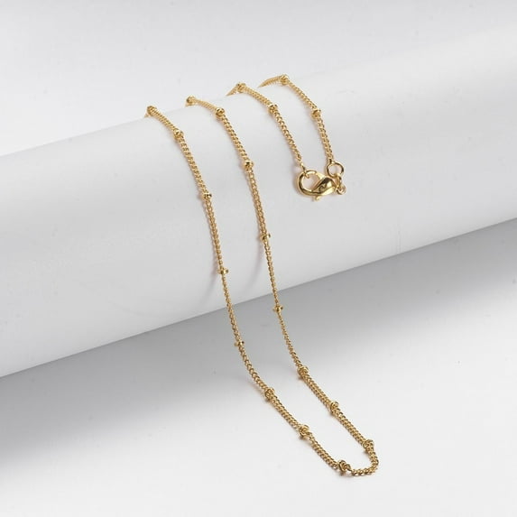 Brass Chain Necklaces Curb Chain with Lobster Clasps Golden 16.8 inch 2pc
