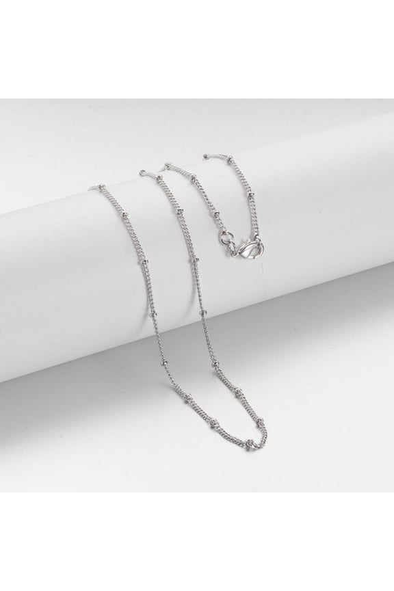 Brass Chain Necklaces Curb Chain with Lobster Clasps Platinum 16.8 inch(42.7cm)