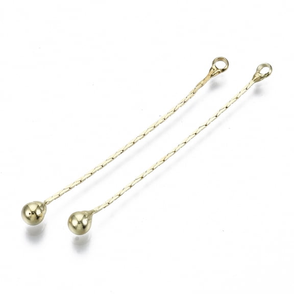 Brass Chain Tassel Big Pendants with Iron Teardrop Light golden 45~47x0.5mm Hole: 1.6mm