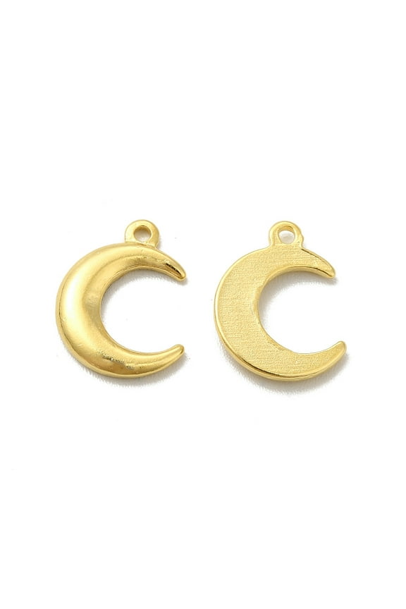 Brass Charms Cadmium Free & Lead Free Long-Lasting Plated Double Horn/Crescent Moon Charm Real 24K Gold Plated 12x9x1.5mm Hole: 1mm