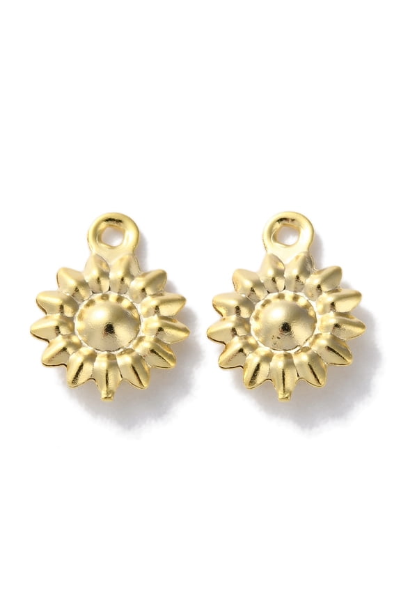 Brass Charms Cadmium Free & Lead Free Sun Charms Real 24K Gold Plated 12x9.5x2.5mm Hole: 1.2mm
