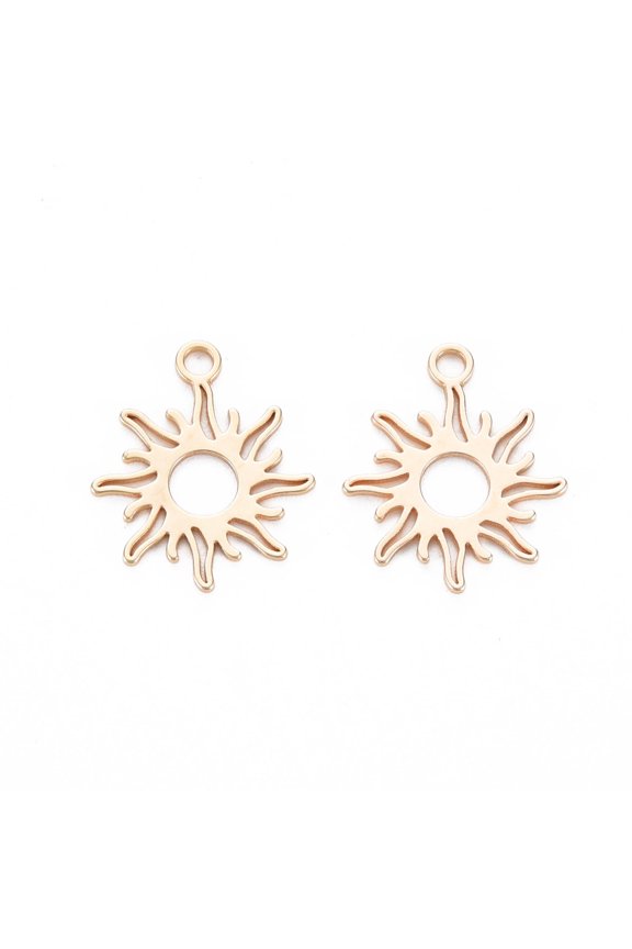 Brass Charms Nickel Free Sun Real 18K golden Plated 15x13x0.5mm Hole: 1.5mm