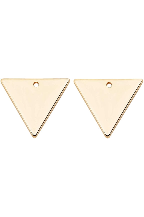 Brass Charms Triangle Real 18K Gold Plated 14x12x1mm Hole: 0.5mm 30pcs/box