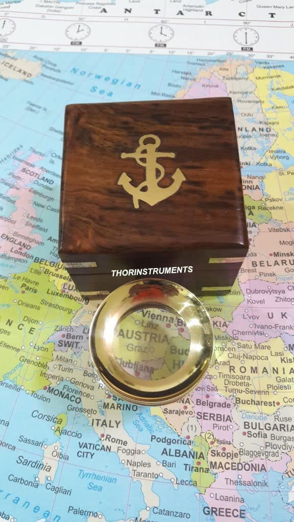 Brass Chart Map Glass Magnifying Desk Lens Magnifier replica