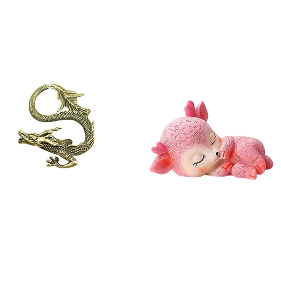 Brass Chinese Miniature Deer Sculpture Resin Ornament Hand Painted for Desktop Home Bedroom Study Table Decoration