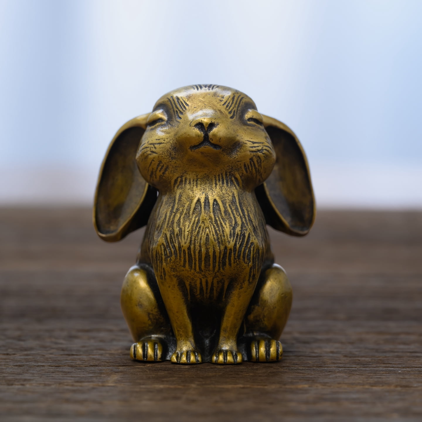 Brass Chinese Zodiac Auspicious Rabbit Figurine,Lucky Fortune ...