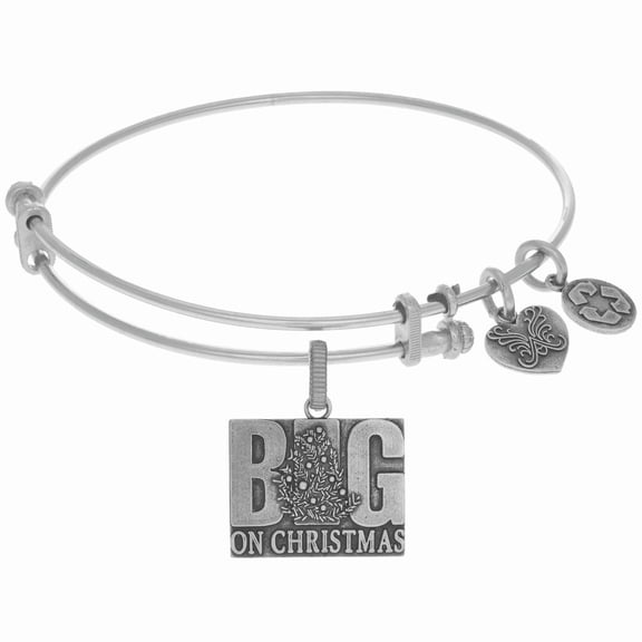 Brass Christmas Bangle Bracelet 7.25 Inches Adjustable