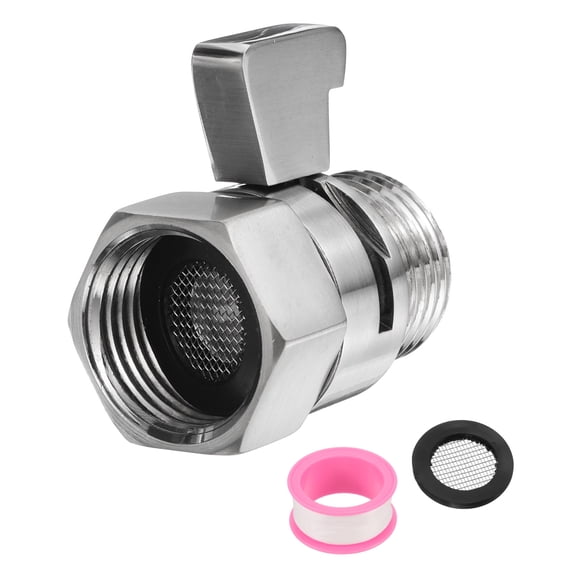 Brass Chrome G1/2" Shower Control Valve Water Pressure Regulator with PTFE Tape (Silver, 38mm/1.5")