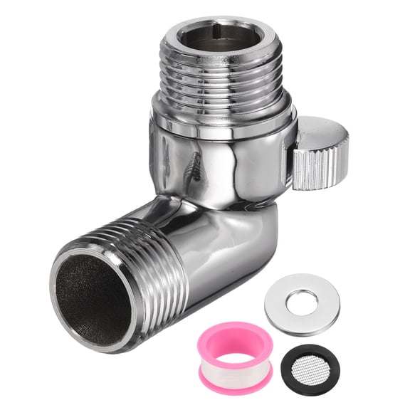 Brass Chrome G1/2" Shower Control Valve Water Pressure Regulator with PTFE Tape and Gasket (Polished Silver)