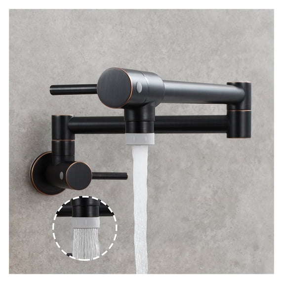 Brass Chrome Kitchen Faucet Dual Handle Kitchen Tap Wall Mounted Folding Double Handle Single Cold Water Tap ,Easy to Install