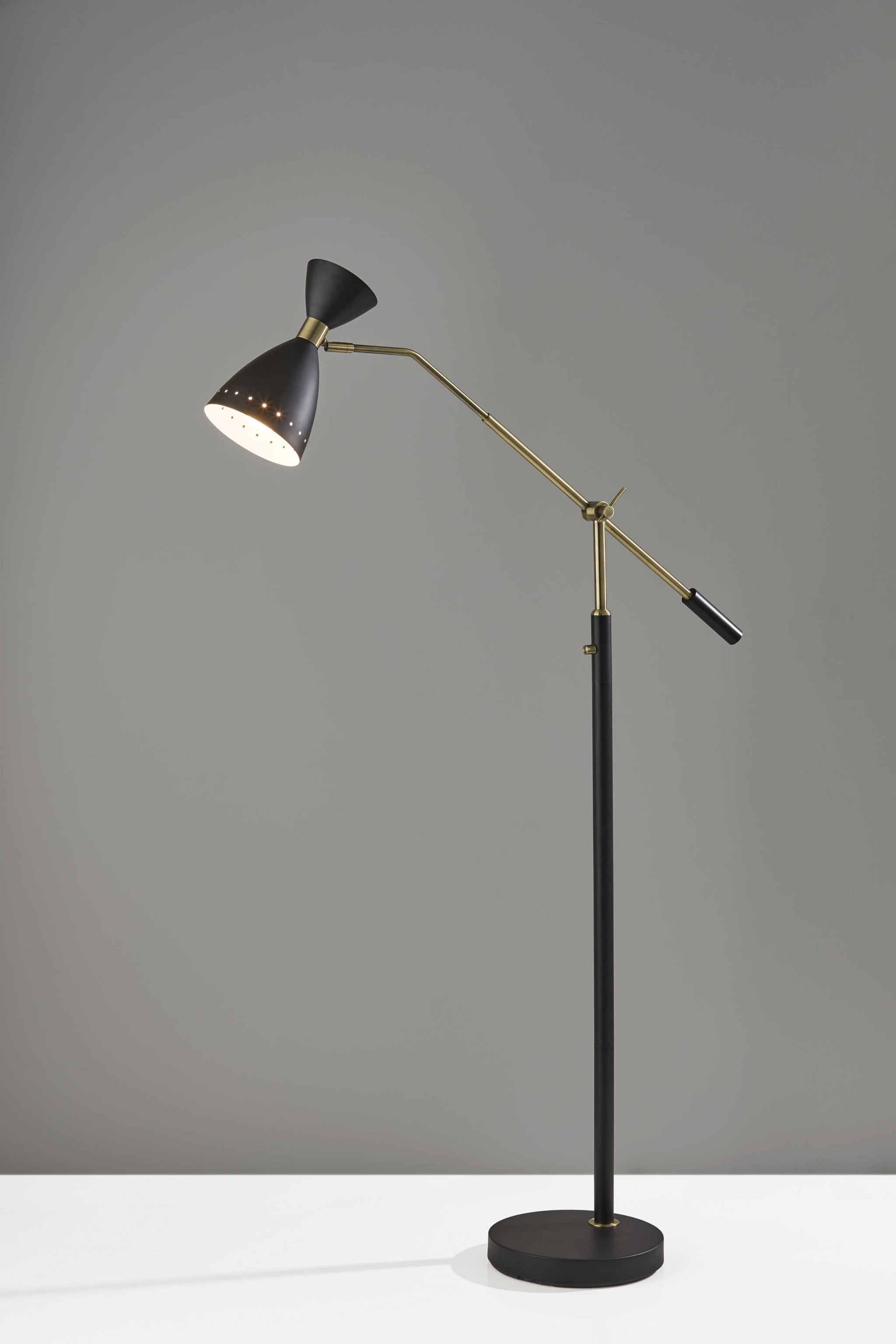 Adjustable Black Metal Floor Lamp with Cone Shade