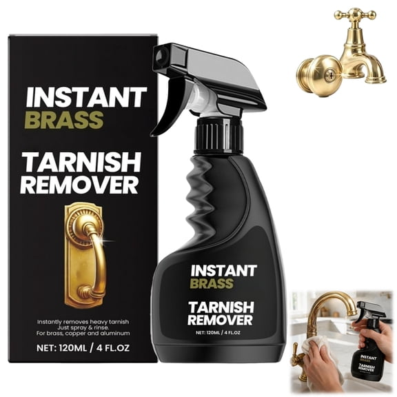 Brass Cleaner Spray, Instant Tarnish Remover for Brass Copper, Metal Polish for Household Hardware (120ml,1PC)