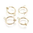 thumbnail image 1 of Brass Clip-on Hoop Earrings For Non-pierced Ears with Spring Findings Nickel Free Real 18K golden Plated 16.5~17x12.5x4mm Hole: 1~1.5mm, 1 of 2