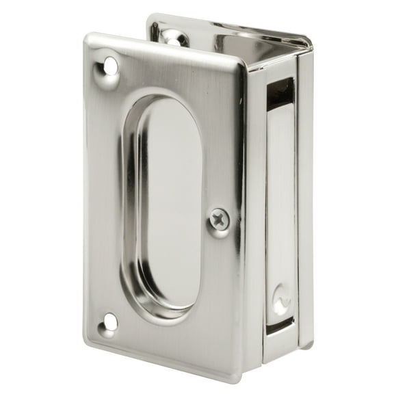 Brass Closet Pocket Door Passage Pull, 3-3/4 x 2-1/2 in. Pull for 1-3/8 or 1-3/4 in. Thick Doors, Satin Nickel (1 Set)