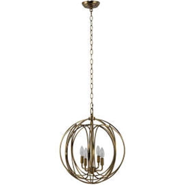 Satin Brass 4-Light Globe Chandelier with Candle Bulbs