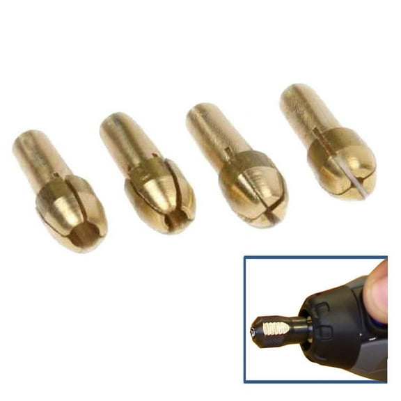 Brass Collet Set 4 Pcs Chuck 1/32"-1/8" Jewelry Dremel Flexshafts Rotary Tools
