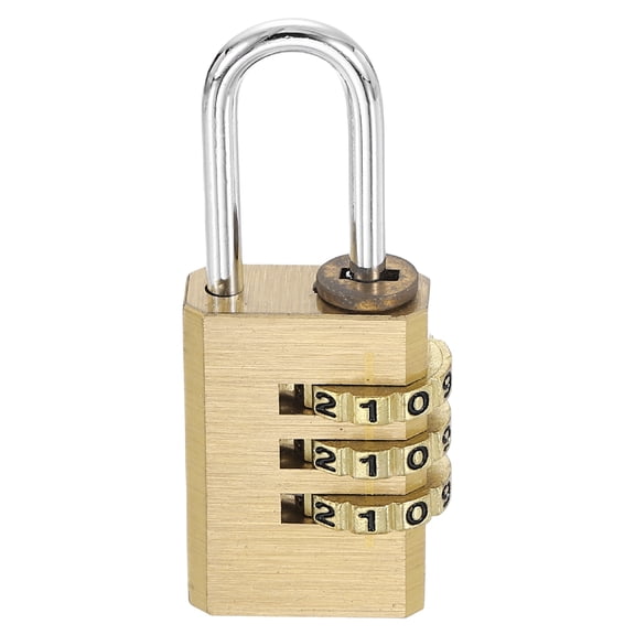 Brass Combination Lock 2.13" Wide, 3 Digit Resettable Keyless Combination Padlock Waterproof Security Code Lock for Gym Locker Cabinet Fence Toolbox Luggage, Yellow