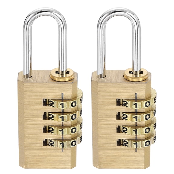 Brass Combination Lock 2.36" Length, 2Pcs 4 Digit Resettable Keyless Combination Padlock Waterproof Security Code Lock for Gym Locker Cabinet Fence Toolbox Luggage, Yellow