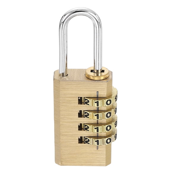 Brass Combination Lock 2.36" Length, 4 Digit Resettable Keyless Combination Padlock Waterproof Security Code Lock for Gym Locker Cabinet Fence Toolbox Luggage, Yellow