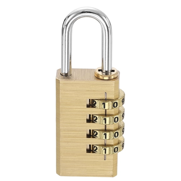 Brass Combination Lock 3.15" Length, 4 Digit Resettable Keyless Combination Padlock Waterproof Security Code Lock for Gym Locker Cabinet Fence Toolbox Luggage, Yellow