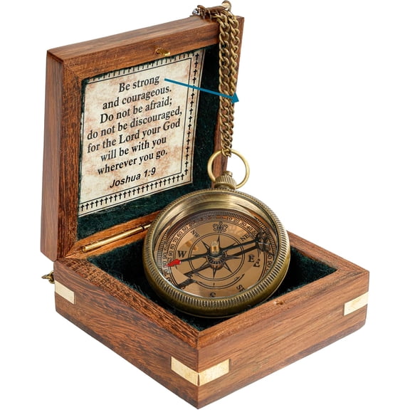 Brass Compass  Engraved Christian Scripture Prayer Gift for Men, Women, Teenage Boys & Girls Ideal Baptism, Easter, Graduation, Trekking, and Adventure