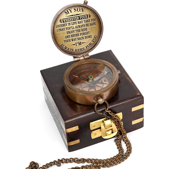 Brass Compass Engraved with Motivational Quote, Gift for Son, Grandson, Daughter, Baptism, Confirmation Communion Godson Church Graduation Day