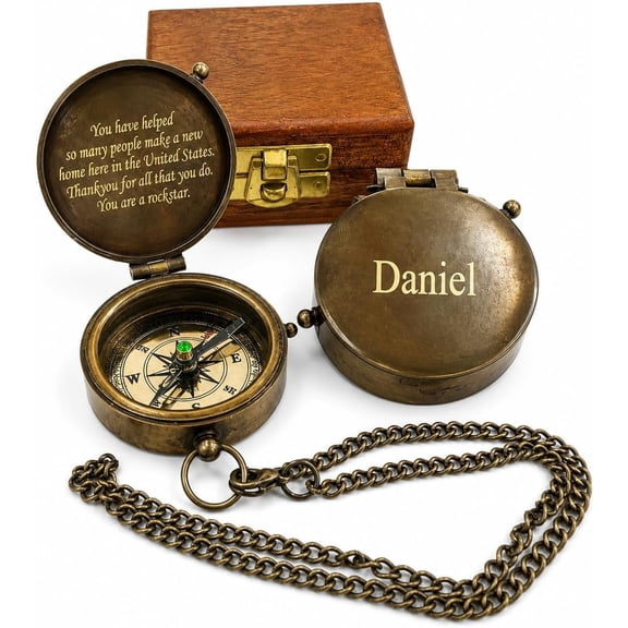 Brass Compass Engraved with Motivational Quote, Gift for Son, Grandson, Daughter, Confirmation Communion Godson Church Graduation Day