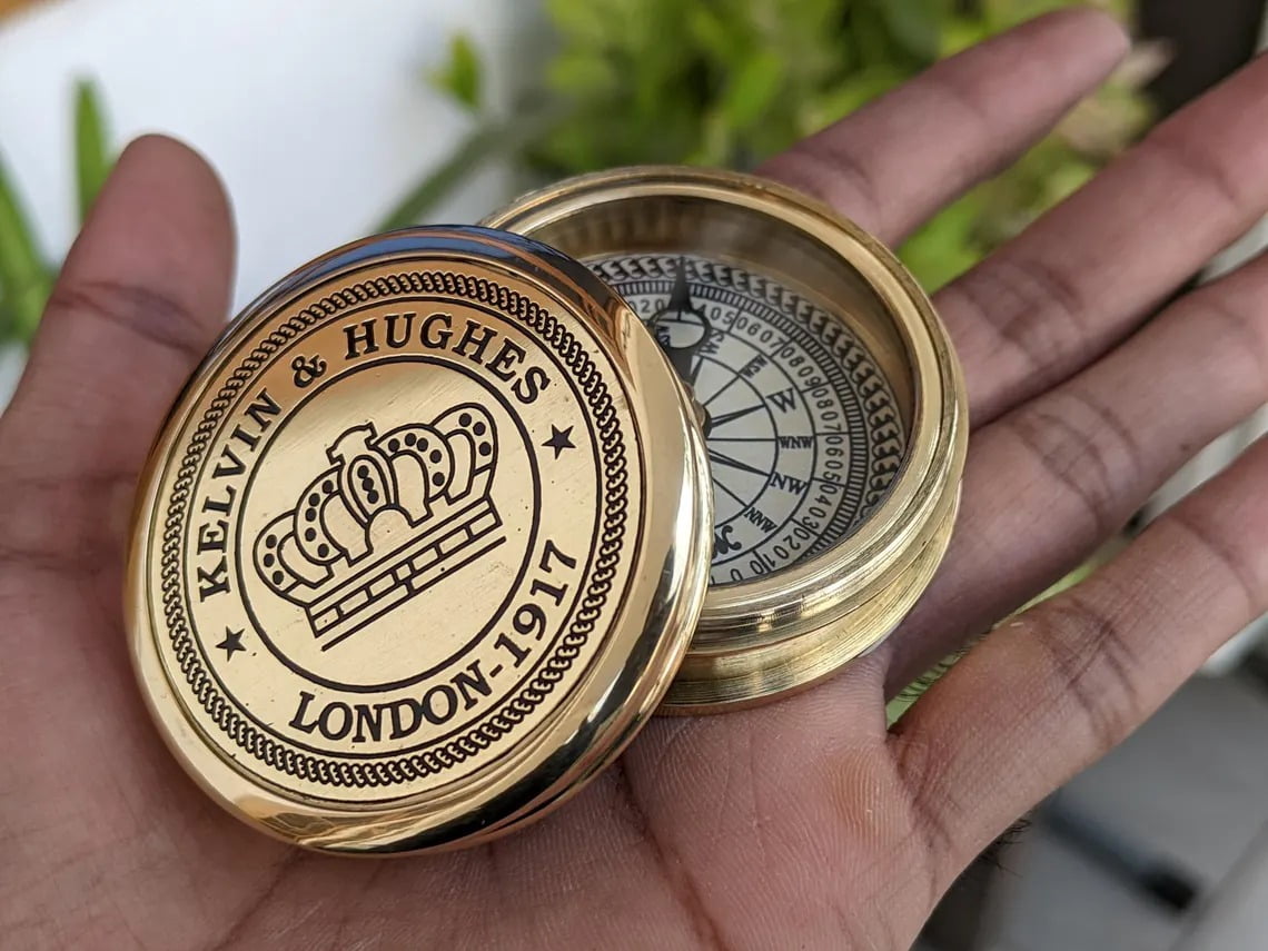 Brass Compass Gift for Men | Custom Appreciation | Business Gift | Christmas Gift for Dad,Husband, Wife | Anniversary & Wedding Keepsake