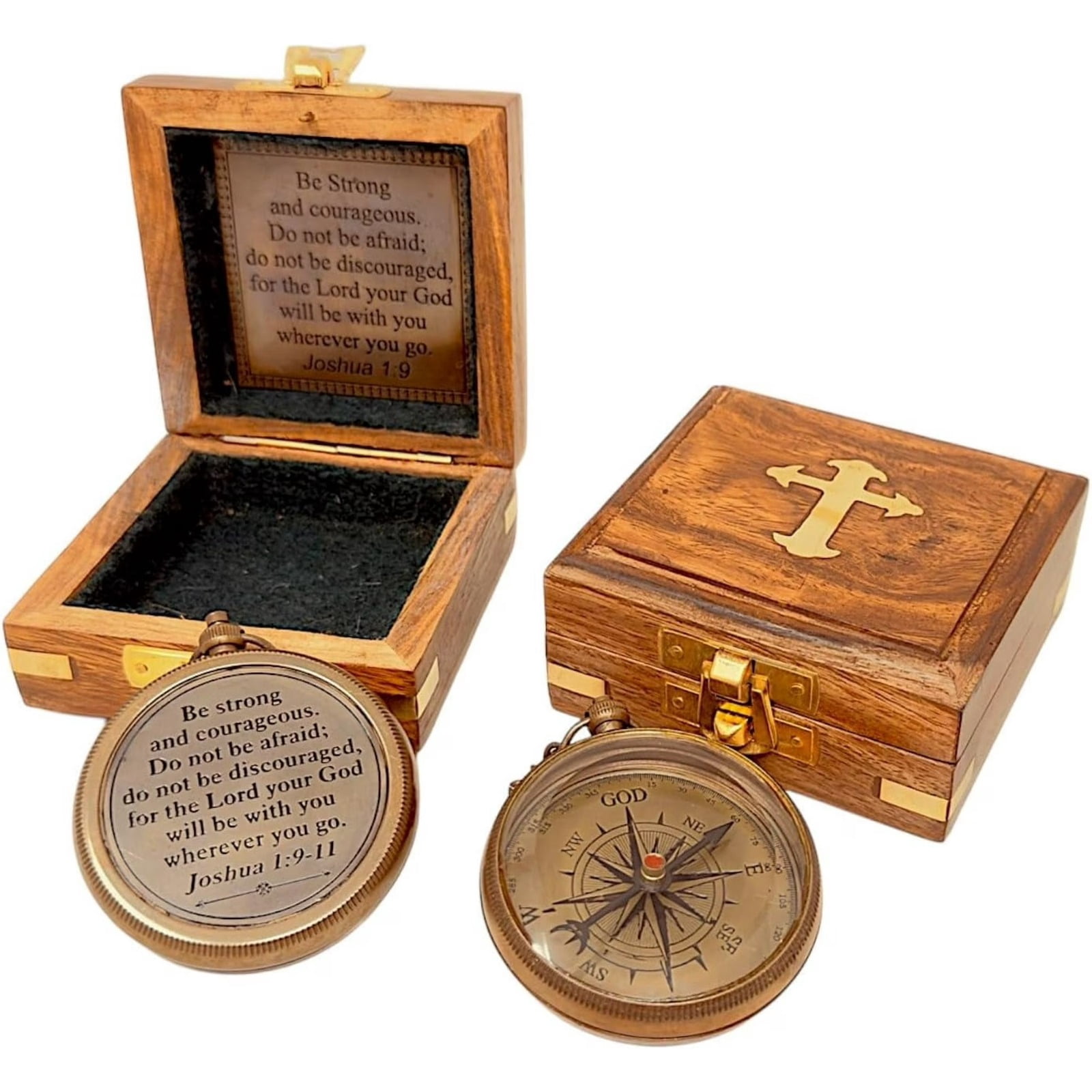 Brass Compass “God My Lord” – Religious Gift for Graduation, Baptism, or Confirmation, Perfect Christian Gift for Men, Women & Teens